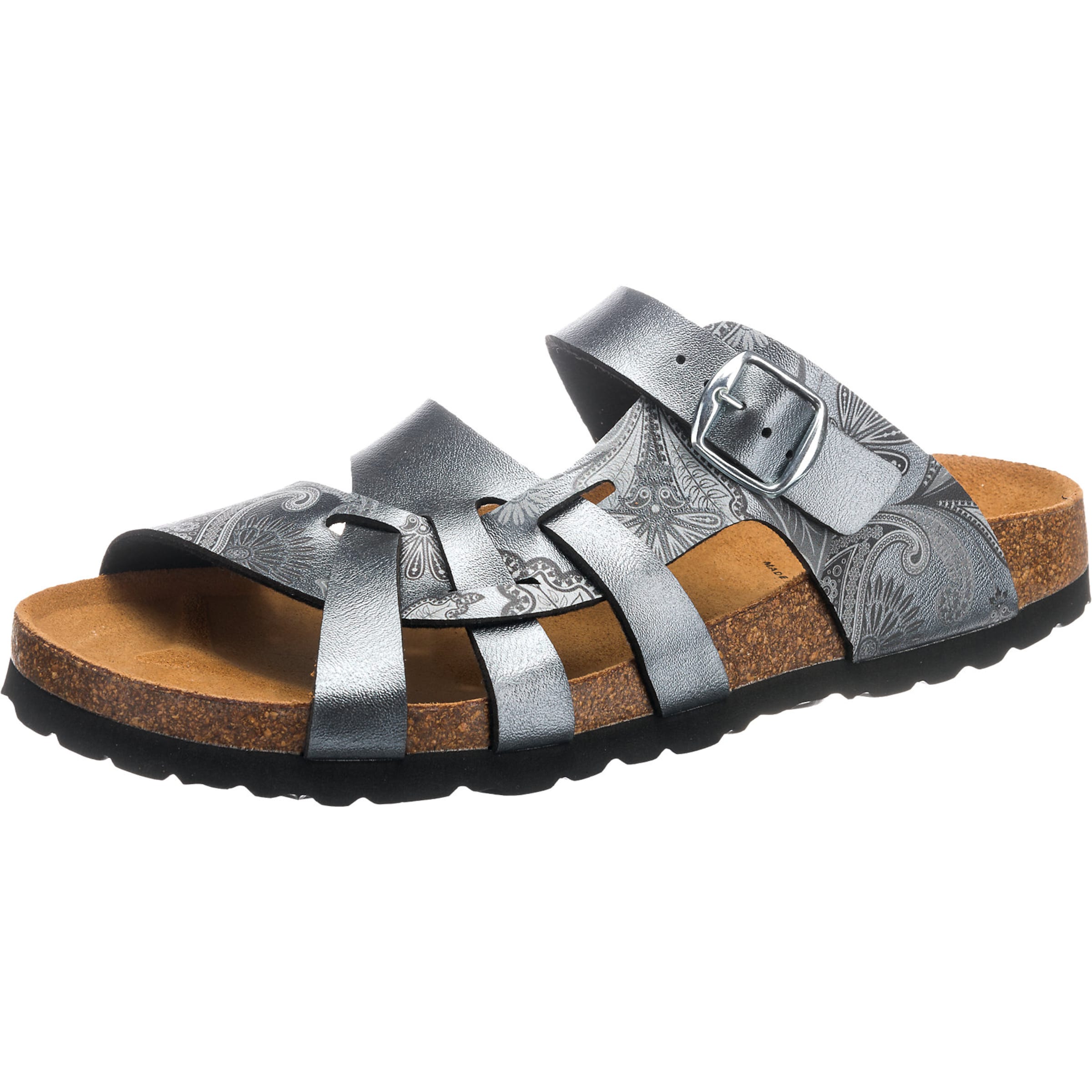 LICO Pantolette 'Bioline Flora' in Silber: Vorderseite