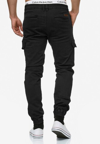 INDICODE JEANS Tapered Cargohose 'August' in Schwarz