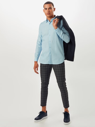 BURTON MENSWEAR LONDON Slim Fit Hemd 'Dobby' in Blau
