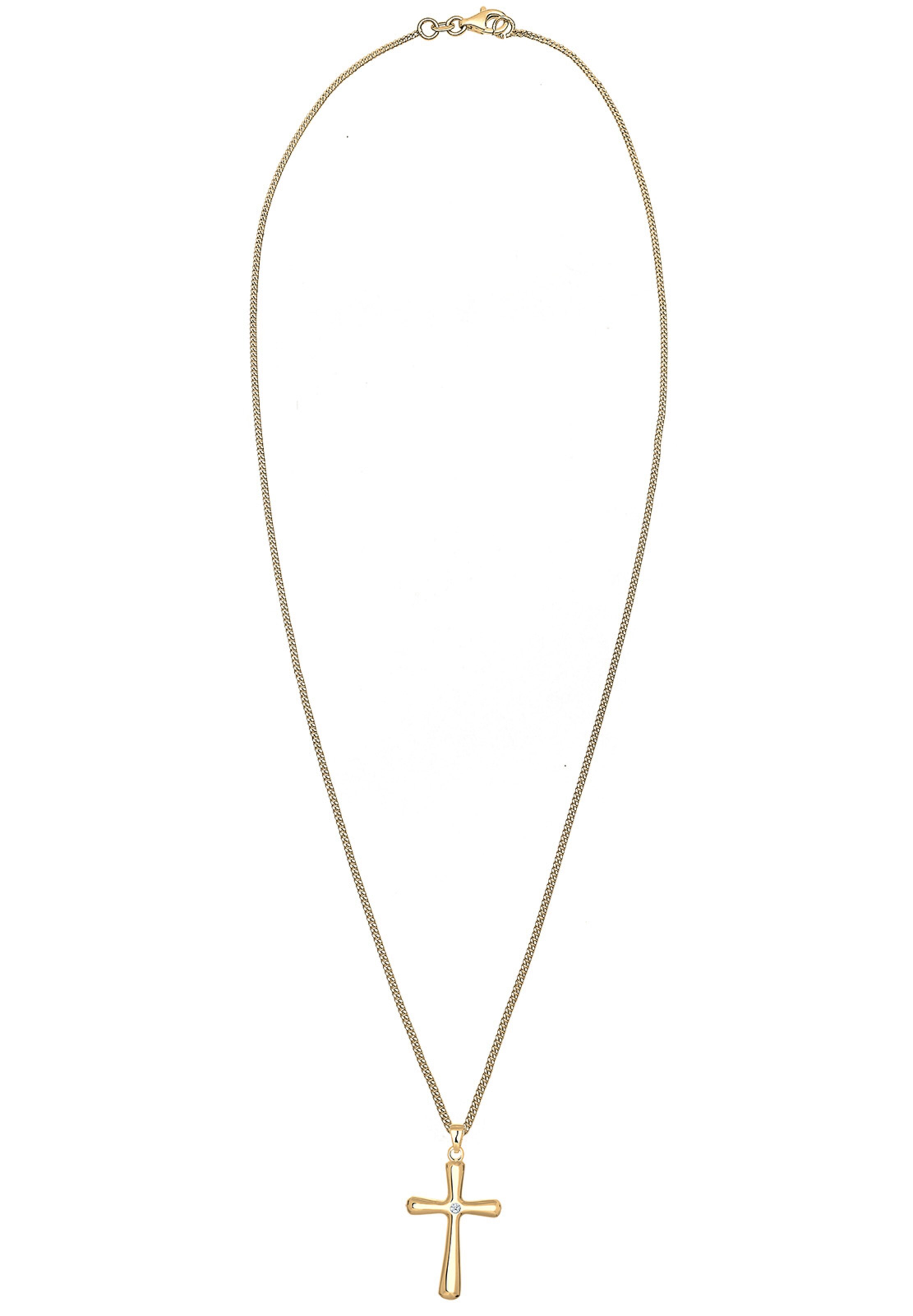 Elli DIAMONDS Kette 'Kreuz' in Gold: Vorderseite