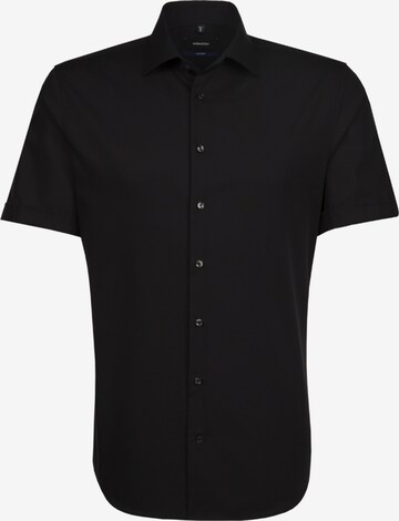 SEIDENSTICKER Slim fit Button Up Shirt in Black: front