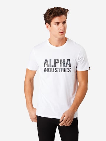 ALPHA INDUSTRIES Тениска в бяло: отпред