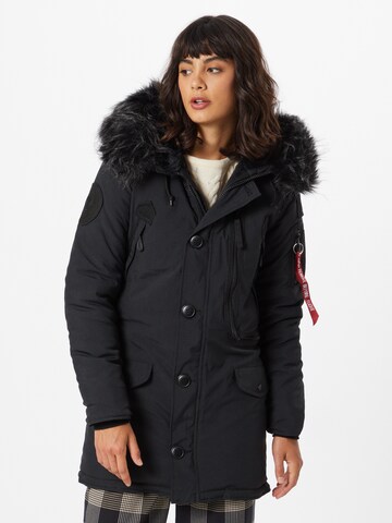 ALPHA INDUSTRIES Talveparka 'Polar', värv must: eest vaates