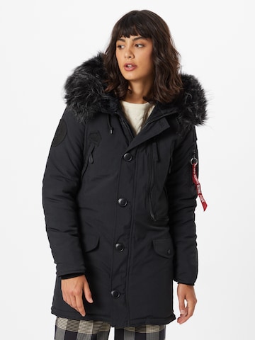 ALPHA INDUSTRIES Winter parka 'Polar' in Black: front