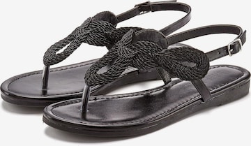 LASCANA T-Bar Sandals in Black: front