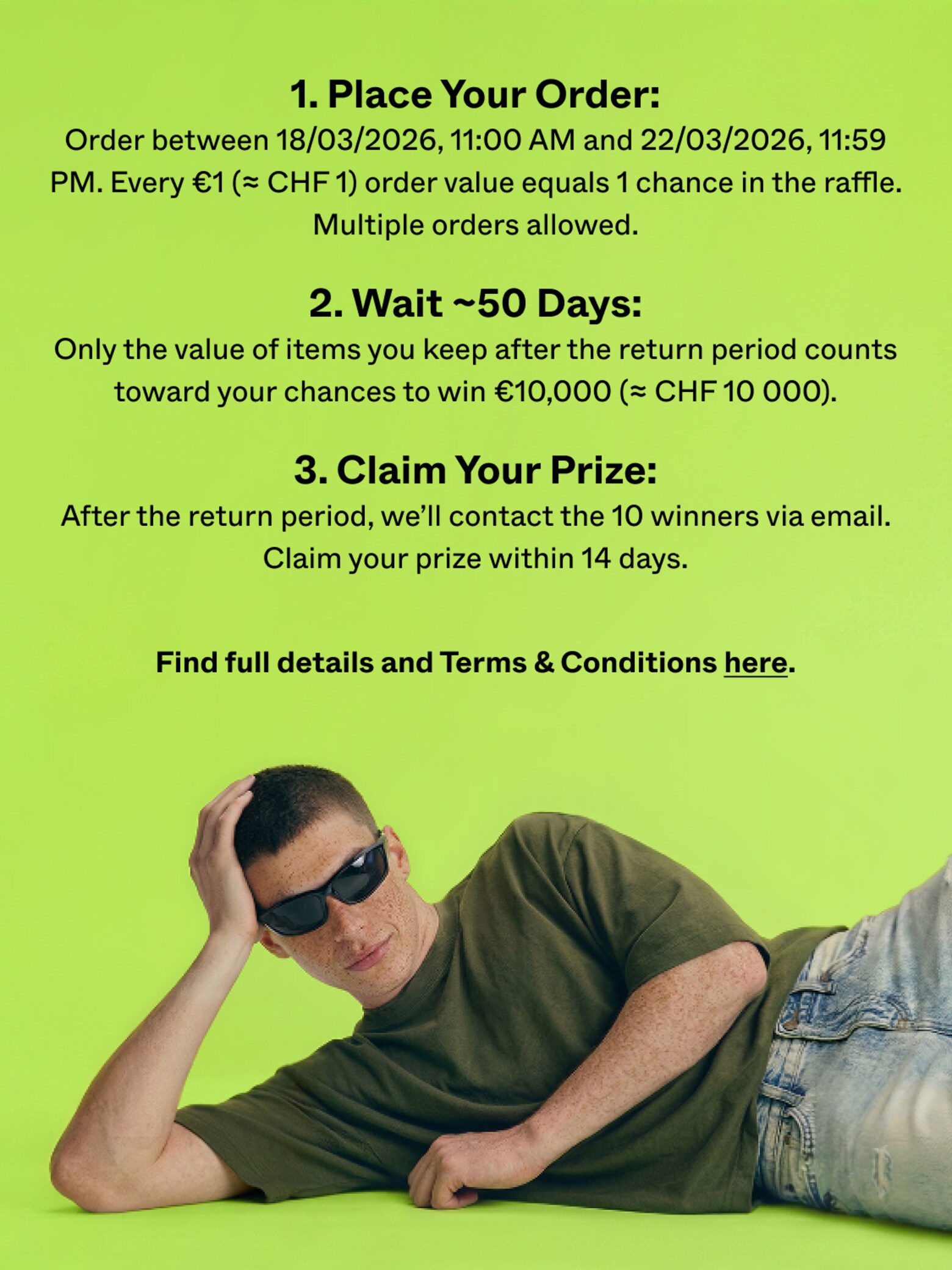 Shop now and get your chance to claim 1 of 10 credits Win ≈ CHF 10 000 Shopping Credit