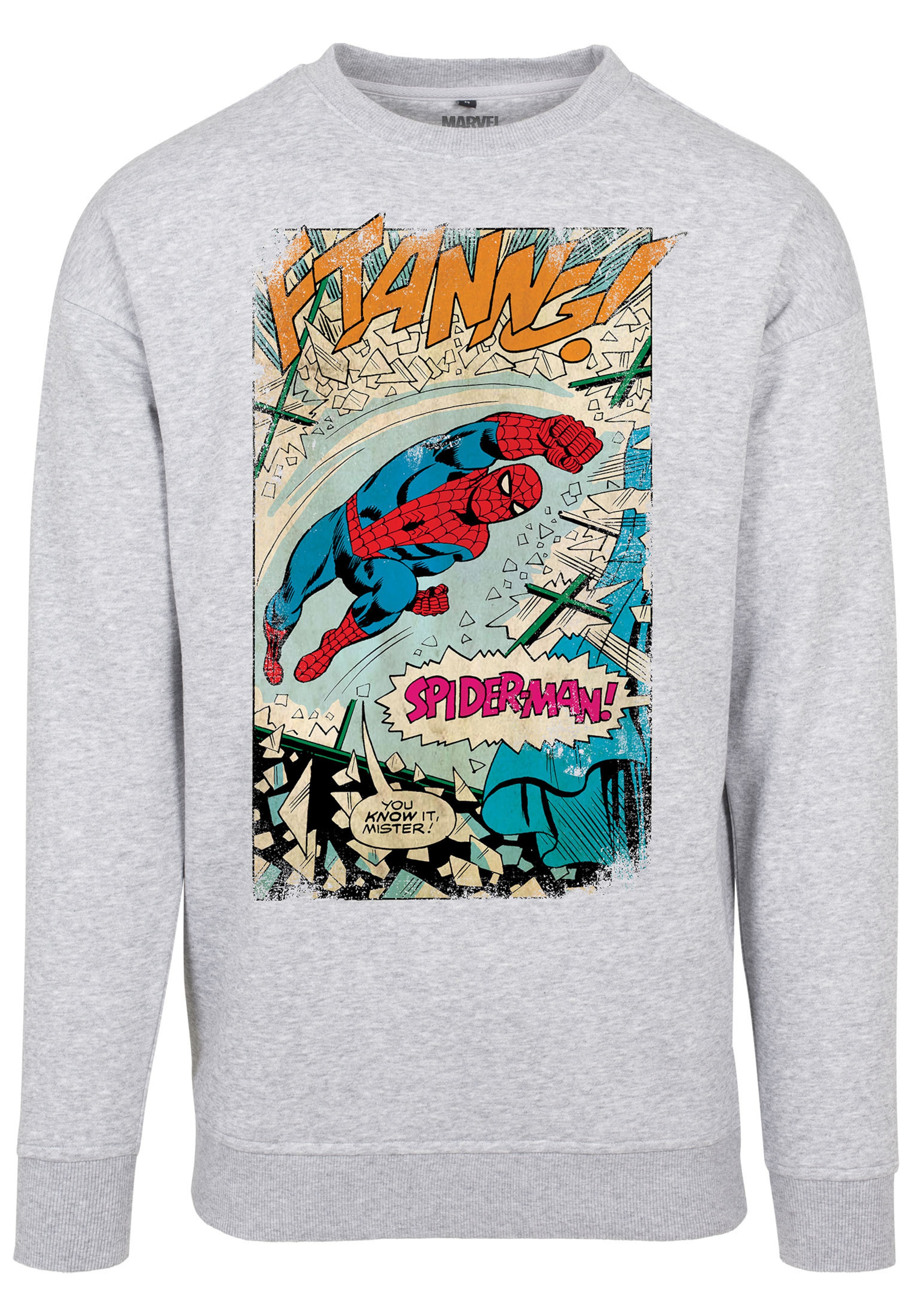 Mister Tee Sweatshirt 'Spiderman Ftanng' in Grijs: voorkant