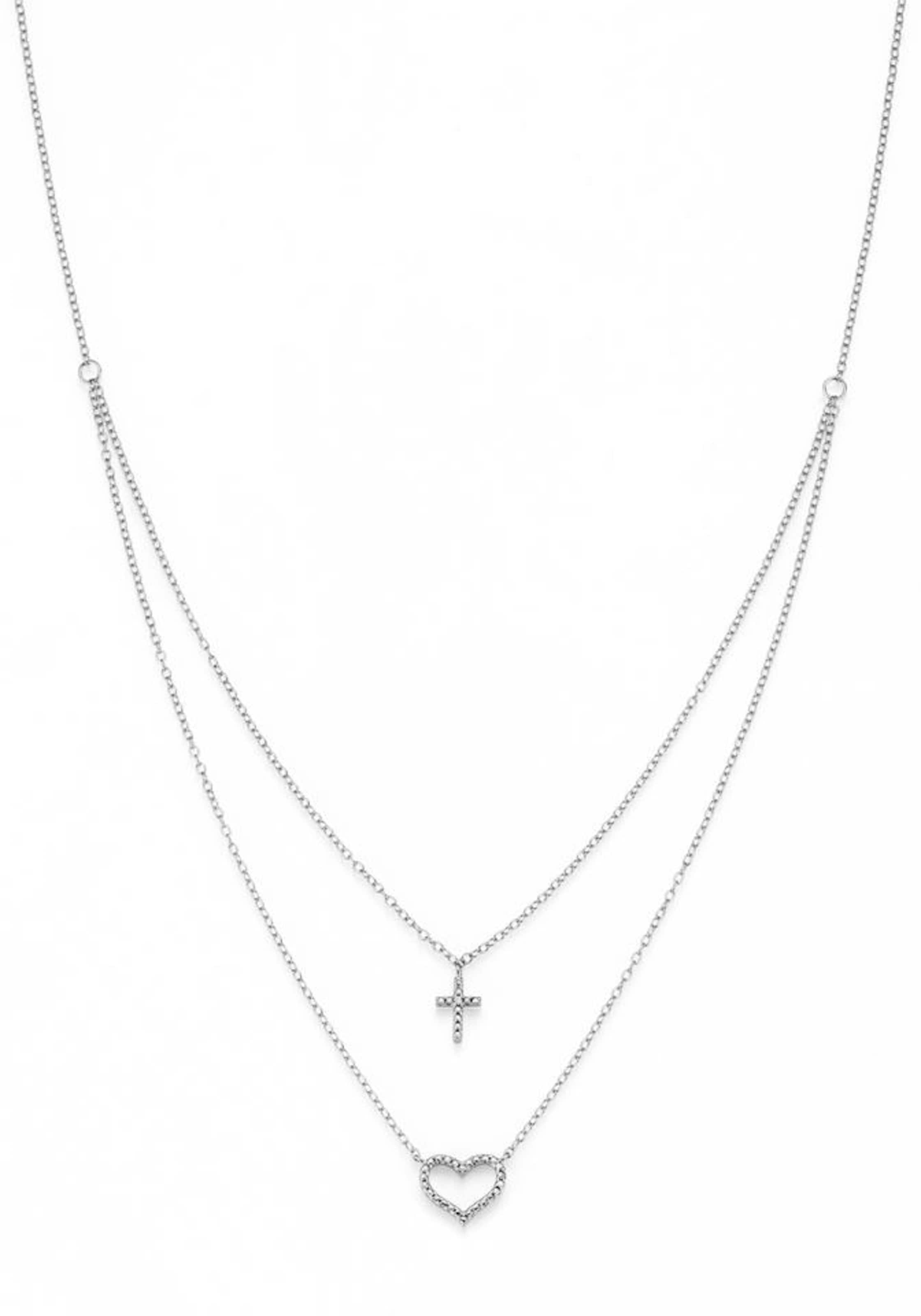 FIRETTI Kette 'Kreuz & Herz' in Silber: Vorderseite