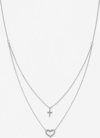 FIRETTI Necklace 'Kreuz & Herz' in Silver: front