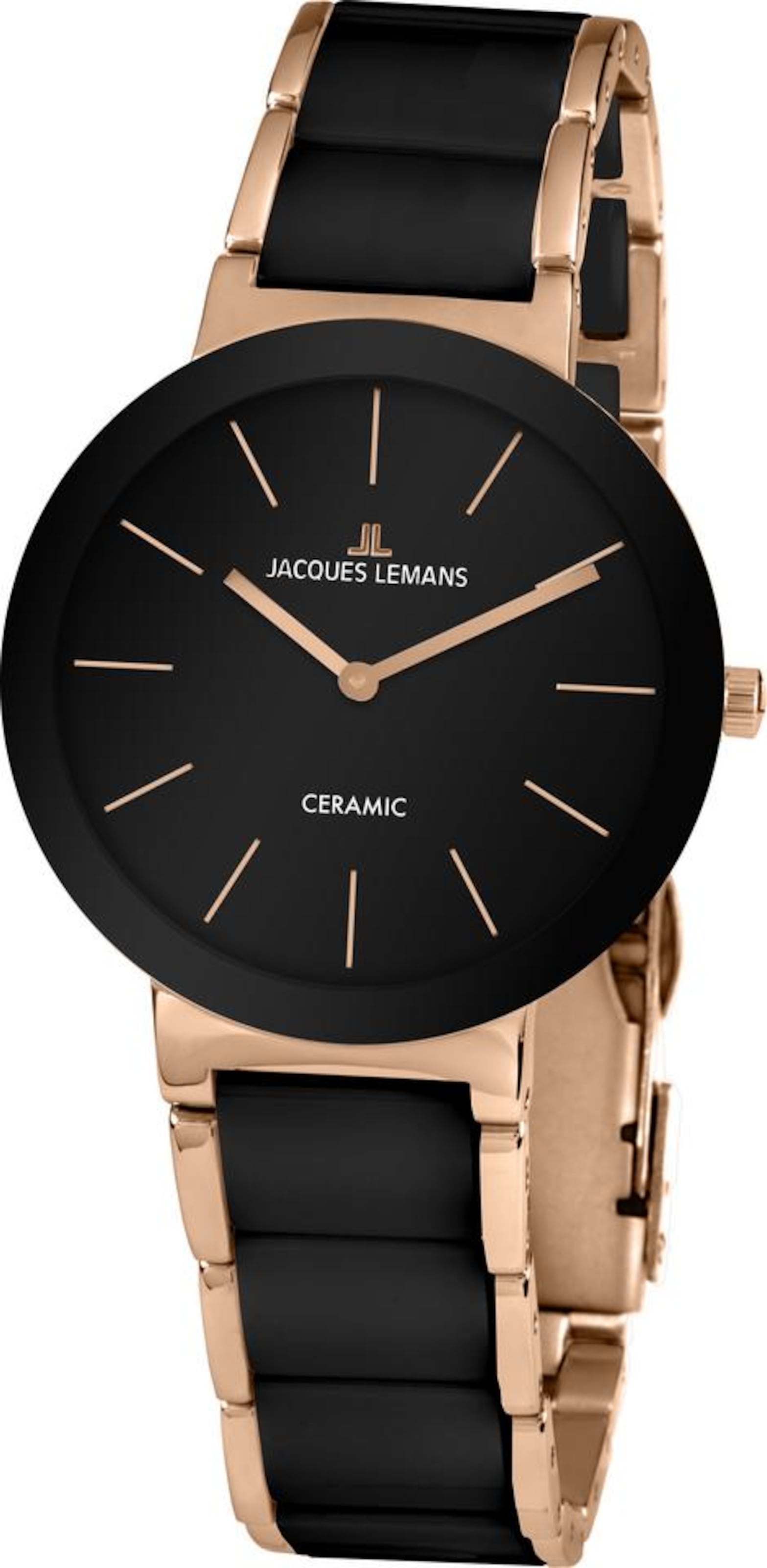 Jacques Lemans Analoguhr in Schwarz: Vorderseite
