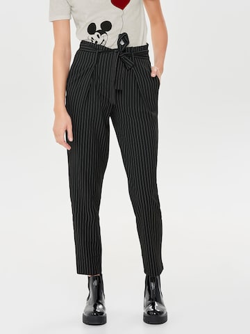 ONLY Tapered Pleat-Front Pants in Black: front