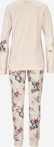 BUFFALO Langärmliger Pyjama mit Blumenprint in Beige