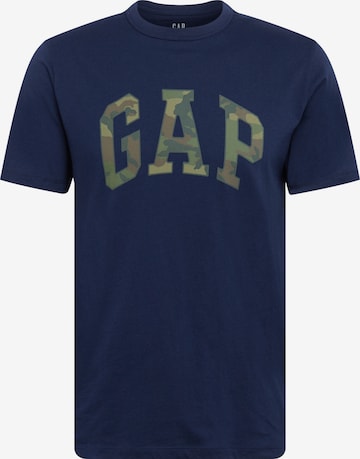 GAP Shirt 'V-SS CAMO ARCH LOGO TEE' in Blauw: voorkant
