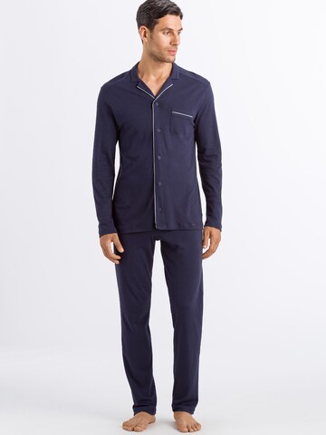 Hanro Pyjama Langarm 'Day & Night' in Blau