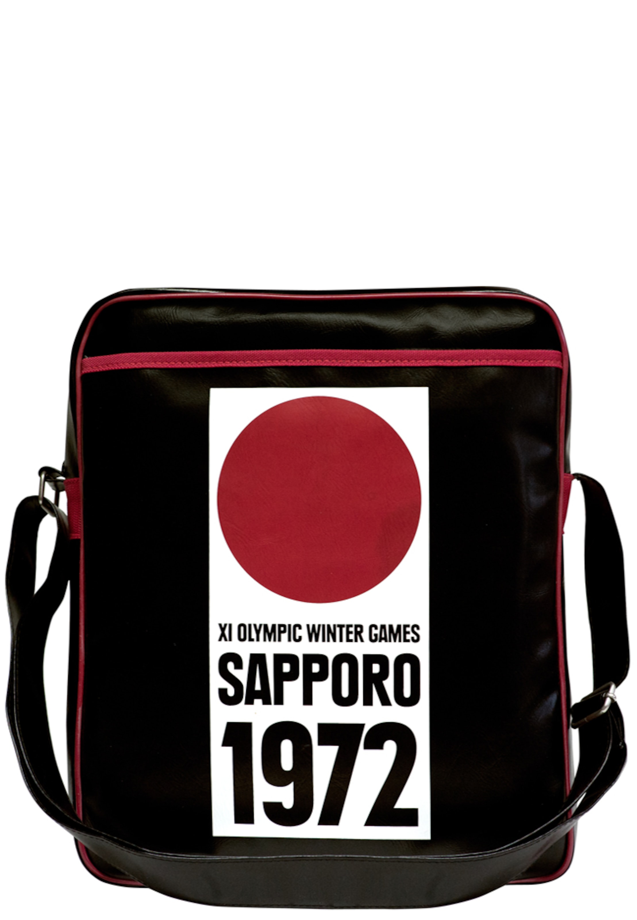LOGOSHIRT Tasche 'Sapporo 1972' Olympische Winterspiele in Schwarz: Vorderseite