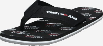 Tommy Jeans T-Bar Sandals in Black: front