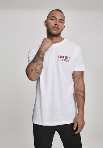 Tricou 'Cash Only' de la Mister Tee pe alb: față