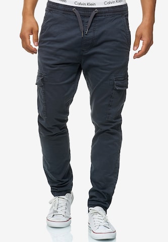 INDICODE JEANS Regular Cargobroek 'Broadwick' in Blauw: voorkant