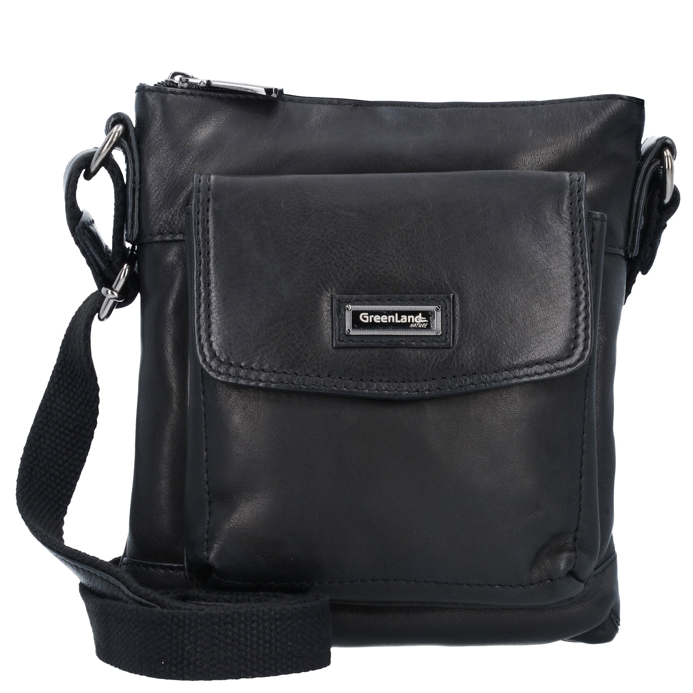 Borsa a tracolla di Greenland Nature in nero: frontale