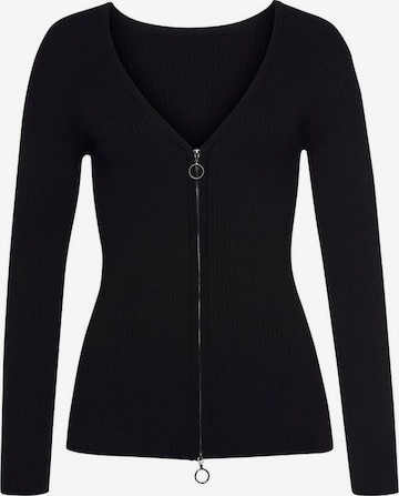 LASCANA Knit Cardigan in Black: front