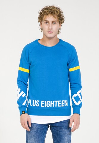 Sweat-shirt PLUS EIGHTEEN en bleu : devant