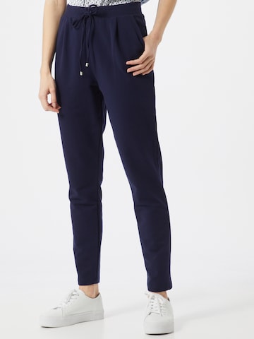 ABOUT YOU Tapered Pleat-Front Pants 'Carina' in Blue: front