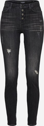 Skinny Jean '1981 Exposed Button' GUESS en noir : devant
