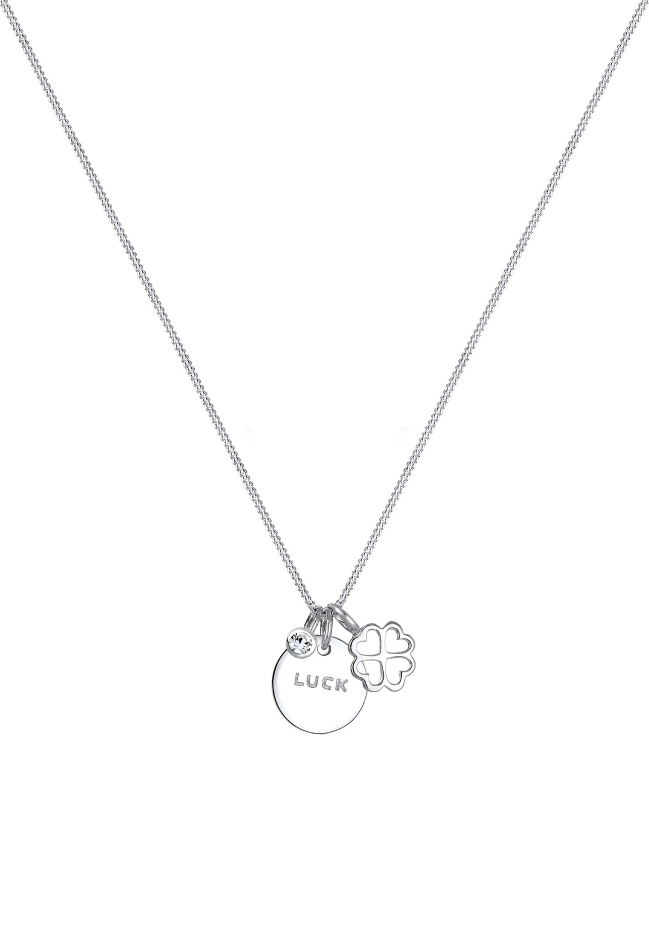 ELLI Necklace 'Kleeblatt & Luck' in Silver: front