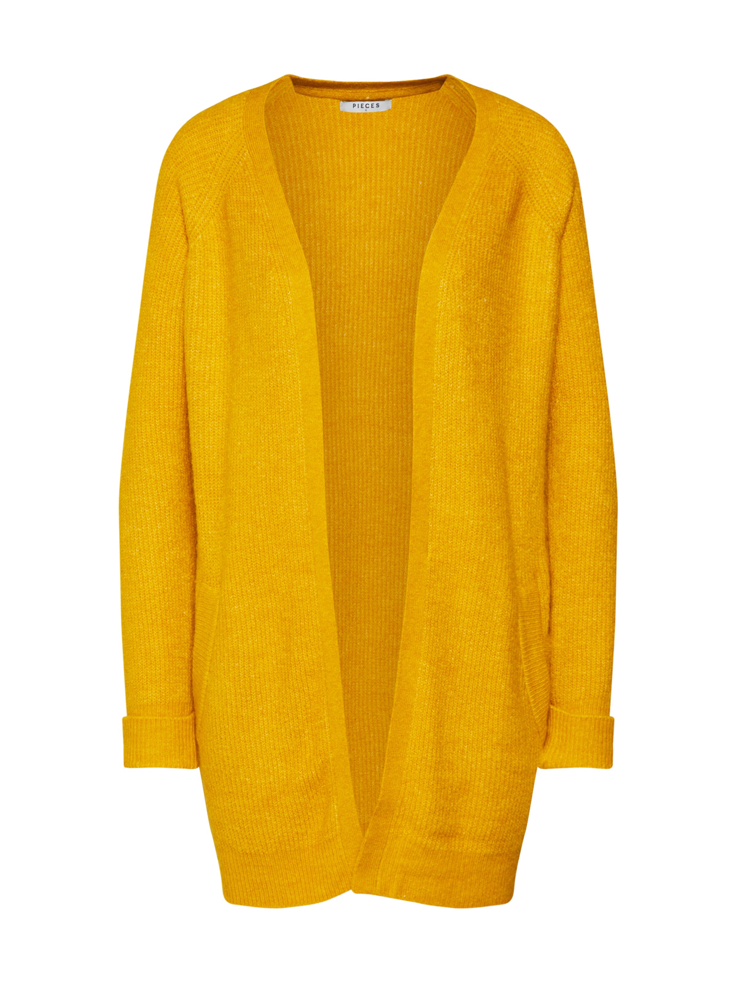 PIECES - Gebreid vest 'Ellen' in de kleur Goudgeel