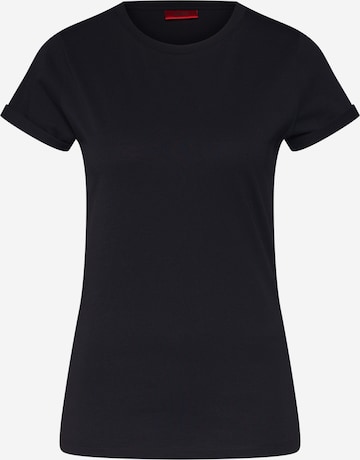 HUGO Тениска 'The plain Tee' в черно: отпред