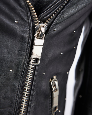 Maze Biker Lederjacke mit farbigem Innenfutter ' Pin ' in Schwarz