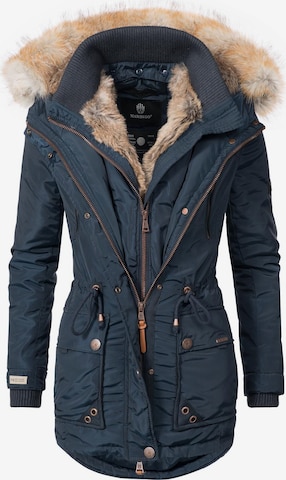 MARIKOO Winter Parka 'Grinsekatze' in Blue: front