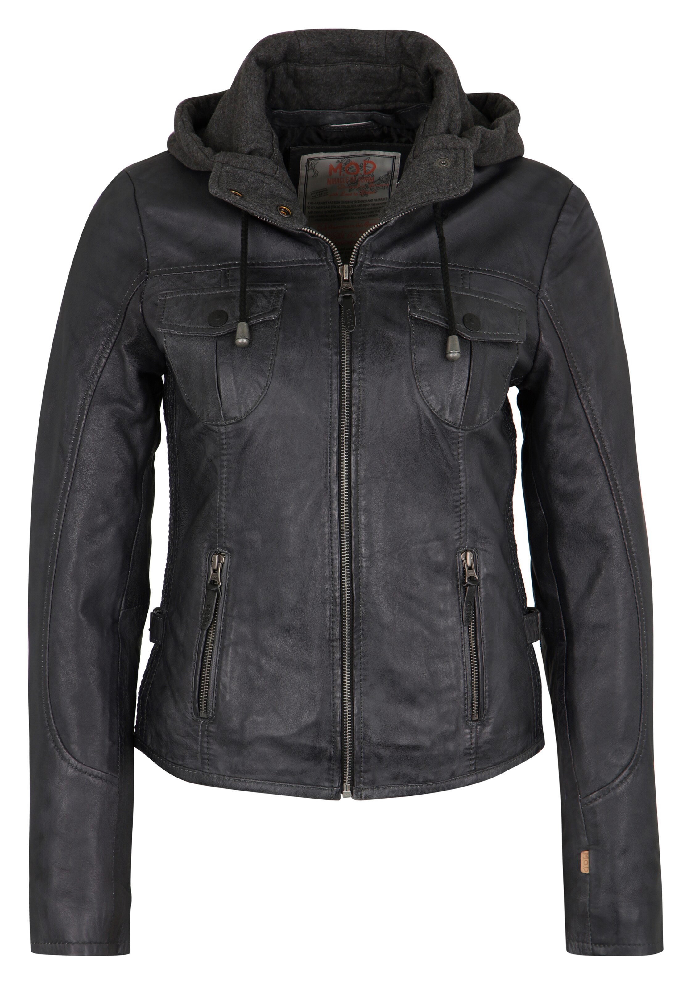Miracle of Denim Lederjacke in Grau: Vorderseite