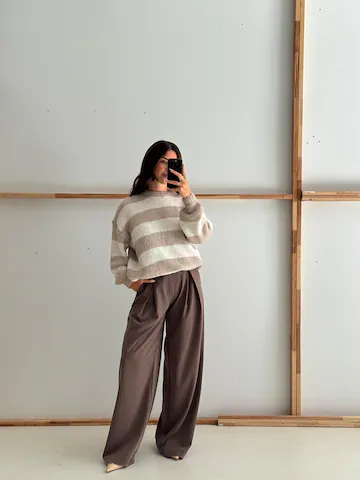 Trousers Striped Sweater Look