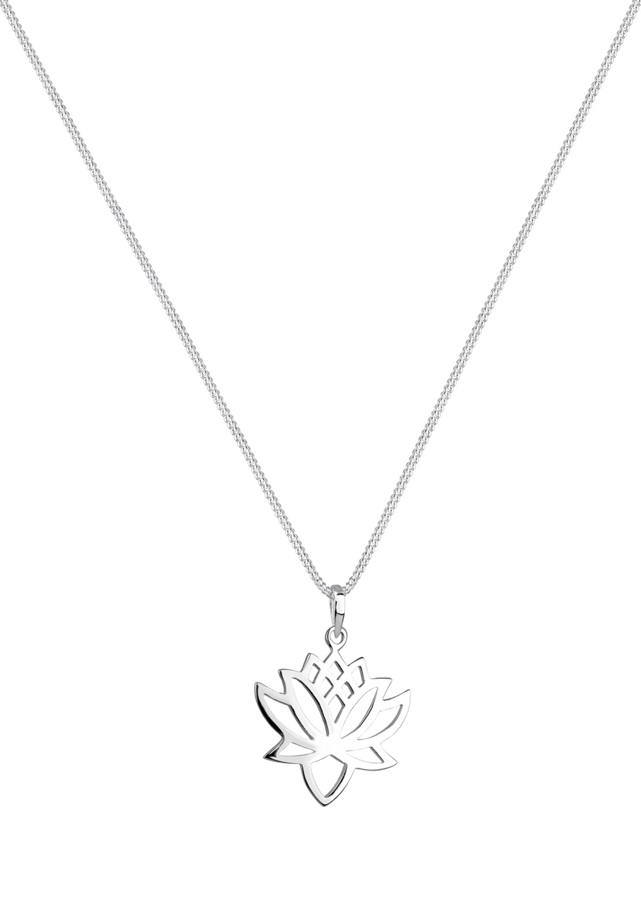 ELLI Kette 'Lotusblume' in Silber: Vorderseite