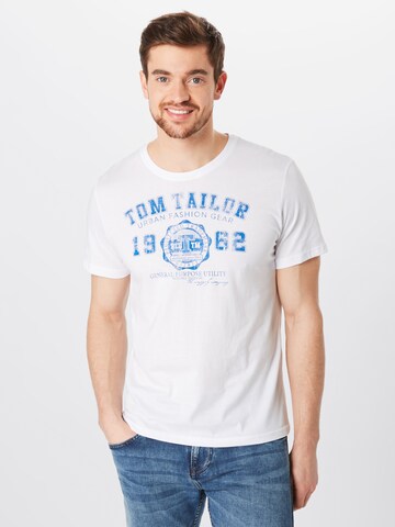 Coupe regular T-Shirt TOM TAILOR en blanc : devant