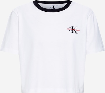 T-shirt ' Monogram Embroidery Ringer W ' Calvin Klein Jeans en blanc : devant