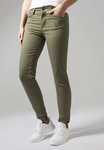 Urban Classics Skinny Pants in Green: front