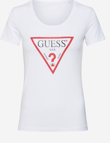 GUESS Shirt 'Triangle' in Wit: voorkant