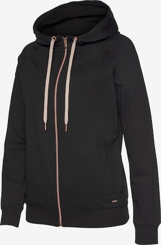 LASCANA Kapuzensweatjacke in Schwarz