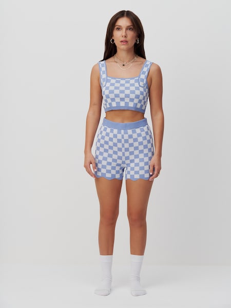 Millie Bobby Brown - Pastel Blue Checkered Look