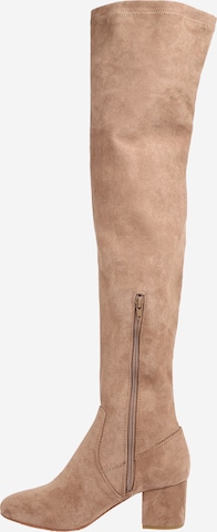 ABOUT YOU Over the Knee Boots 'Finya' in Beige: side