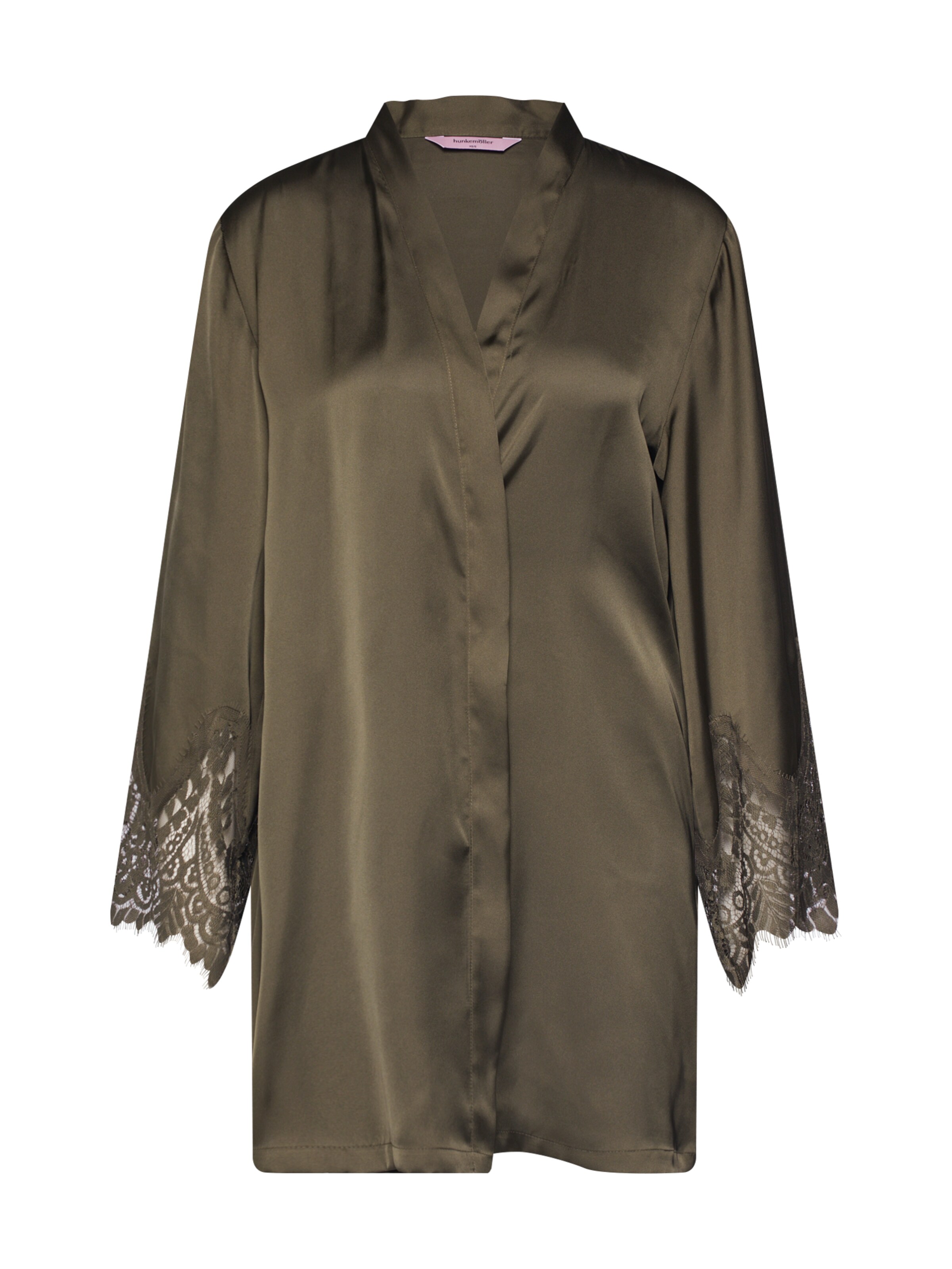 Hunkemöller - Ochtendjas 'Big Scallop Lace' in de kleur Kaki