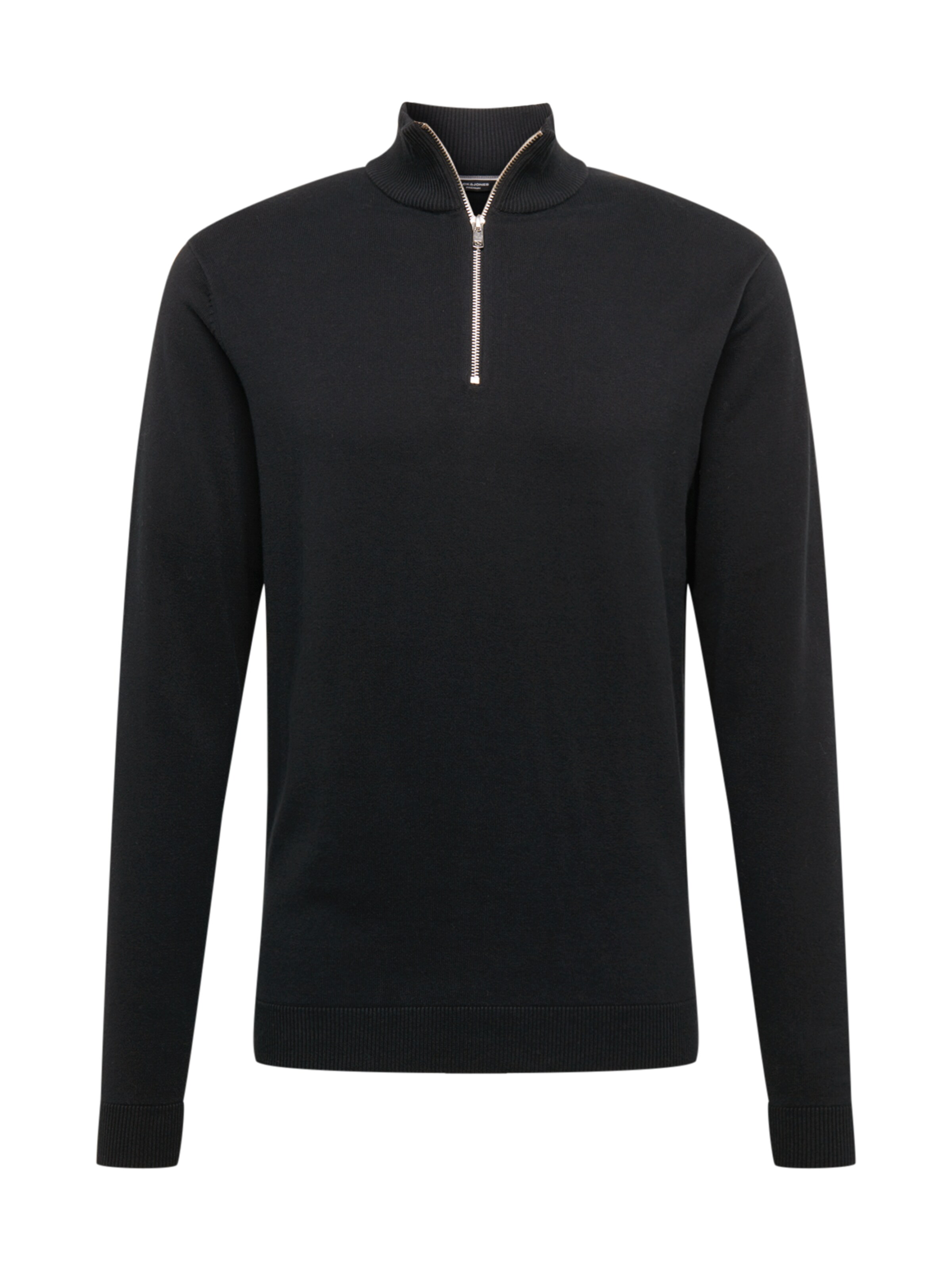 JACK & JONES - Trui 'EDGAR KNIT HALF ZIP' in de kleur Zwart