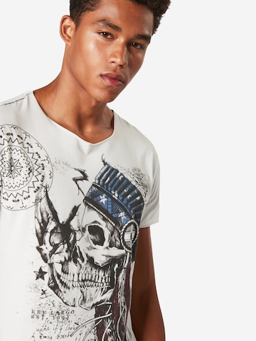 Key Largo - Camiseta 'Indian Skull' en blanco