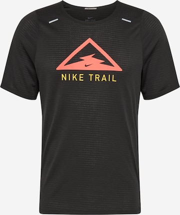 NIKETehnička sportska majica 'Rise 365 Trail' - crna boja: prednji dio