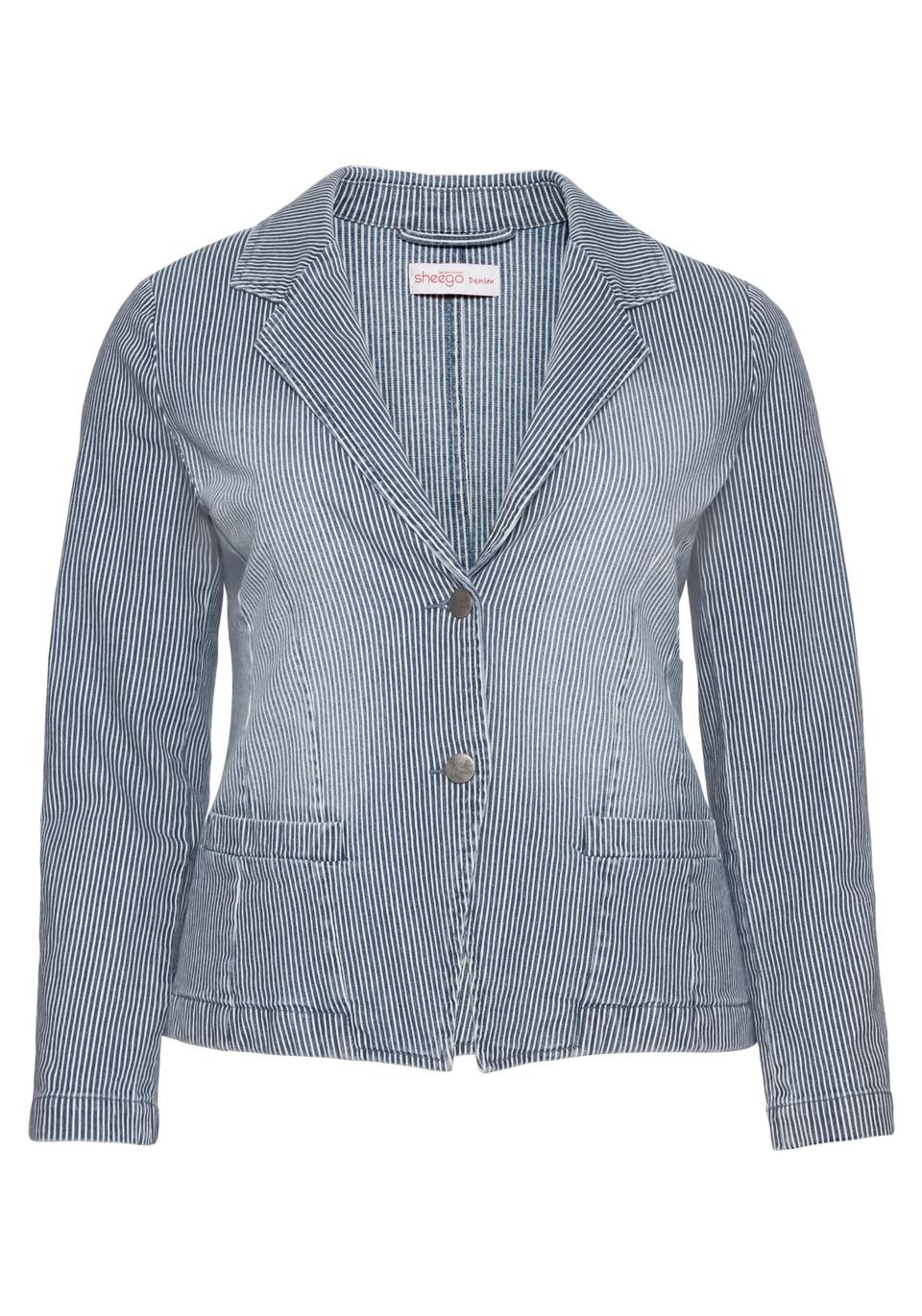 SHEEGO - Jeansjacke in taubenblau