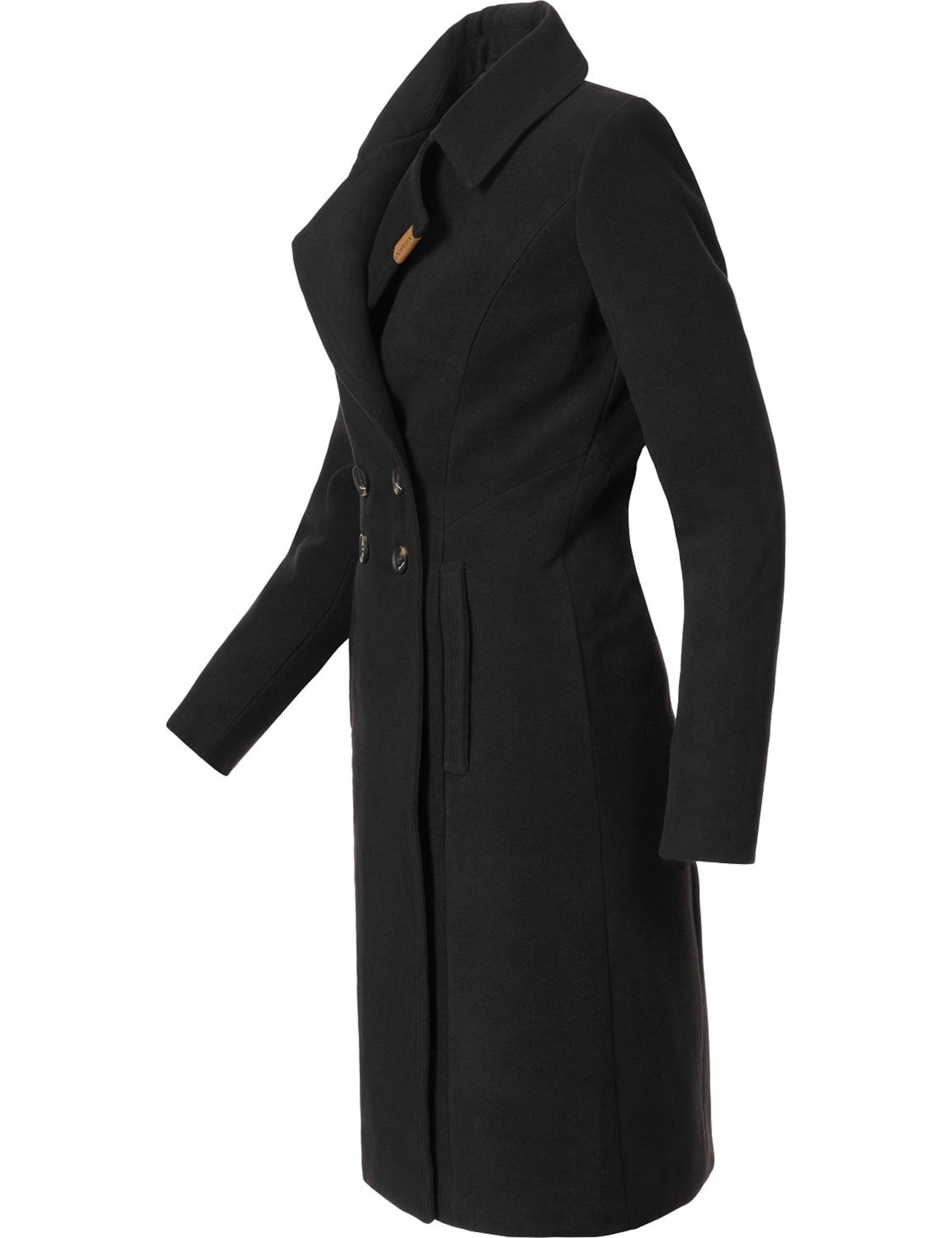 NAVAHOO Mantel 'Wooly' in Schwarz