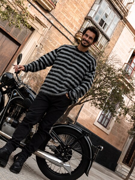 Tiago - Cozy Grey Black Striped Look by DAN FOX APPAREL