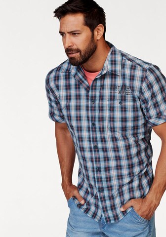 Man's World Regular Fit Kurzarmhemd in Blau: Vorderseite